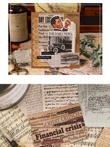 24 sztuki różnych wzorów samoprzylepnego papieru do zrobienia starego stylu retro naklejki tekstowej retro tło torby dekoracja torebki DIY naklejka torba angielskie zwroty i zabytkowe figury ręka konto materiał dekoracyjne naklejki odpowiednie do notatnika zaproszenie karta kolaż
