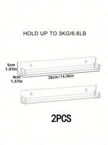 3M Transparent Acrylic Nail Polish Organizer Rack, Wall Mounted Shelf, Cosmetic Display Storage, Acrylic Wall Hanging Record Rack Room Decor