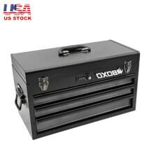 USA Hand Carry Tool Box 3-Drawer Heavy Duty Steel Toolbox With Lock System (White) Water Resistant Container - Black - View 1