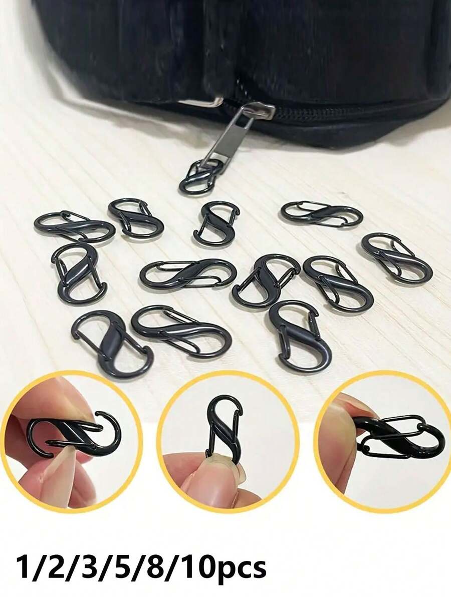 Double Small Carabiner, S-Shaped Carabiner Keychain Small Alloy Spring Hook Zipper Clip Suitable For Travel, Beach Bag Suitcase, Suitable For Pet Lock Pendant Fishing/Camping/Outdoor Zipper Lock Zipper Puller Replacement Connector Zipper Clip Anti-Theft School Supplies Teacher Gifts Back To School Teacher Accessories - Multicolor - View 1