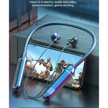 BT Wireless Earphones Bluetooth 5.3 Neckband Headphones 200mAh Gaming LED Display HIFI Headset Sports TWS Earbuds With Mic TF Card
