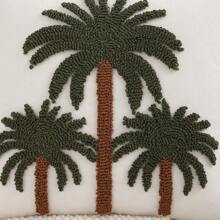 Miater Coconut Tree Decorative Throw Pillow Cover, Velvet Canvas Embroidery Leaves, Suitable For Summer - Brown - View 7
