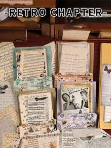 24 sztuki różnych wzorów samoprzylepnego papieru do zrobienia starego stylu retro naklejki tekstowej retro tło torby dekoracja torebki DIY naklejka torba angielskie zwroty i zabytkowe figury ręka konto materiał dekoracyjne naklejki odpowiednie do notatnika zaproszenie karta kolaż