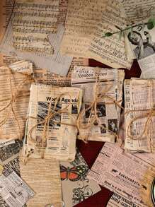 24 sztuki różnych wzorów samoprzylepnego papieru do zrobienia starego stylu retro naklejki tekstowej retro tło torby dekoracja torebki DIY naklejka torba angielskie zwroty i zabytkowe figury ręka konto materiał dekoracyjne naklejki odpowiednie do notatnika zaproszenie karta kolaż