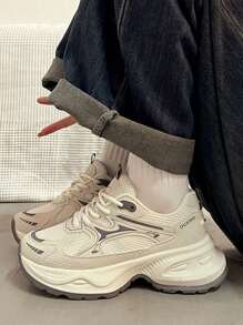 女士休闲运动鞋、平底运动鞋、运动跑鞋 - 米色 - 查看 5