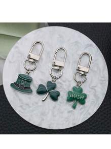 7件套圣帕特里克节爱尔兰绿三叶草帽子、包包挂饰、钥匙扣、小饰品 - 綠色 - 查看 4