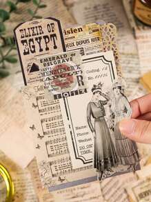 24 sztuki różnych wzorów samoprzylepnego papieru do zrobienia starego stylu retro naklejki tekstowej retro tło torby dekoracja torebki DIY naklejka torba angielskie zwroty i zabytkowe figury ręka konto materiał dekoracyjne naklejki odpowiednie do notatnika zaproszenie karta kolaż