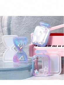 1 Set Of 2 Pcs Flowing Sand Bottle Crystal Epoxy Resin Craft Mold DIY Keychain Pendant Jewelry Silicone Mold Making - Hourglass Drift Bottle Mold - View 3