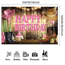 1pc Western Cowgirl Birthday Backdrop Banner - Polyester, No Power Needed, Suitable For Indoor & Outdoor Celebration, Multifunctional Party Decor With Cowboy Hat, Boots, Cactus And "Happy Birthday" Design - 1pc - View 5