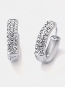 TONSI 1 par de pendientes de aro de acero inoxidable chapado en oro de 18k con turquesa azul y circonia incrustada de manera artesanal, estilo europeo y americano Ins para mujeres