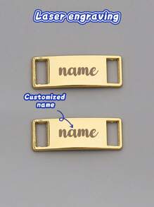 Custom Text Metal Shoe Lace Charms, Decorative Shoe Buckles For Outdoor Shoes, Canvas Shoes Metal Shoe Accessories, Suitable For Daily Wear, Can Be Given As Gifts To Family And Friends - Gold - View 1