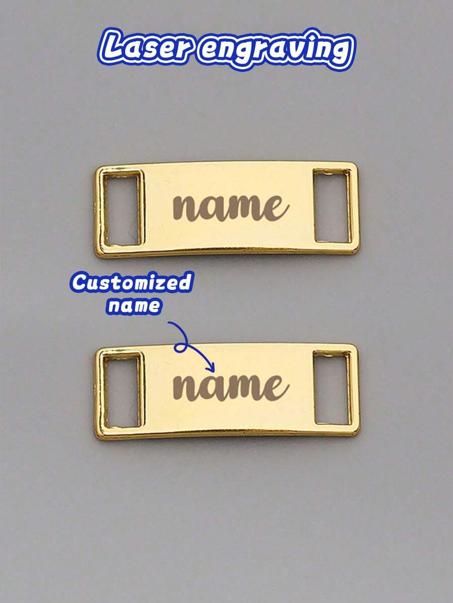 Custom Text Metal Shoe Lace Charms, Decorative Shoe Buckles For Outdoor Shoes, Canvas Shoes Metal Shoe Accessories, Suitable For Daily Wear, Can Be Given As Gifts To Family And Friends - Gold - View 1