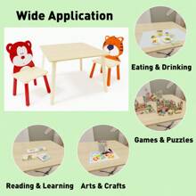 Table And 2 Chairs Set 3 Pieces Toddler Table And Chair Set Wooden Activity Play Table Set BearandTiger