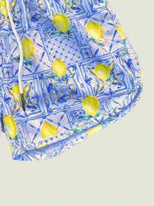 Men's Lightweight Full Print Beach Shorts, Drawstring Waistband, Sports, Casual, Travel, Quick Dry, Summer - Yellow - View 5