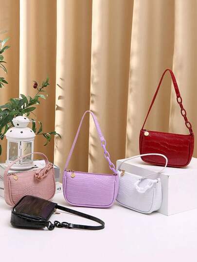 1pc Senhoras Crocodilo Padrão Bolsa de Axila, Moda Feminina Bolsa de Ombro