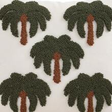 Miater Coconut Tree Decorative Throw Pillow Cover, Velvet Canvas Embroidery Leaves, Suitable For Summer - Brown - View 5