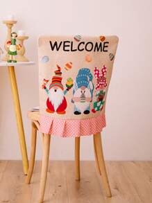 1 pieza Decoración de Pascua Funda para silla de imitación de lino impreso con diseño de conejo