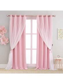 Opacas Cortinas Blackout para Recamara O Sala 2 Paneles,Cortinas Dobles Niñas por Pieza 137 x 213 cm,Cortinas Blackout para Recamara con Aislamiento Térmico,Adecuado para Dormitorios y Salones,Rosa - Rosa - Ver 1