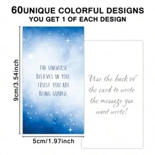 60pcs Positive Affirmation Cards For Daily Encouragement, Inspirational Quote Cards With Motivational Messages, Thank You Cards, Kindness Lunch Notes, Self-Care Gifts For Men & Women
