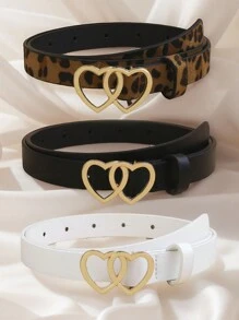 Bộ 3 chiếc thắt lưng hình trái tim mới cho trẻ em, thắt lưng PU chất lượng cao dành cho quần jean, váy, trang trí - Nhiều màu - Xem 6
