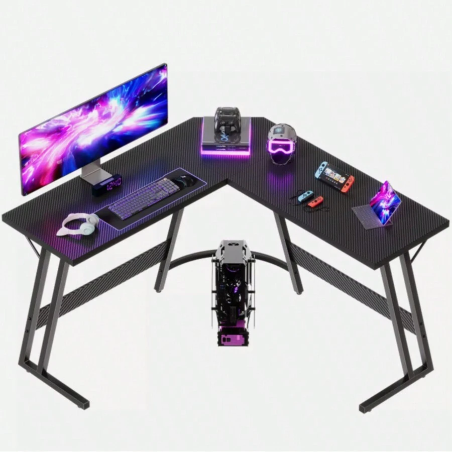 DEVOKO L Shaped Gaming Desk Computer Corner Desk PC Laptop Study Gaming Table Workstation For Home Office - Black - View 1