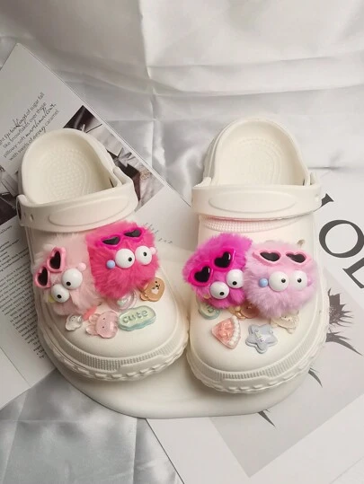 14 件/套彩色可爱太阳镜毛绒球 + 配饰、鞋饰、鞋饰、情人节和派对礼品、完美礼物（不含鞋子）