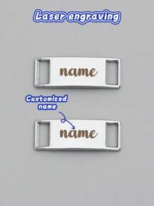 Customized Text Metal Charms Shoelace Buckle, Decorative Shoe Accessories For Canvas Sneakers, Suitable For Daily Wear, Great Gift For Family And Friends
