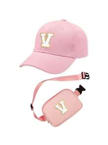 2pcs Set Personalized 26 Letter Kids Baseball Cap & Shoulder Bag, 1pc Fashion Letter Side Bag, Suitable For Girls & Boys Daily Outings