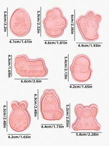 Bộ 8 khuôn cắt bánh quy hoạt hình hình chú thỏ dùng làm bánh cho lễ Phục sinh - Nhiều màu - Xem 4