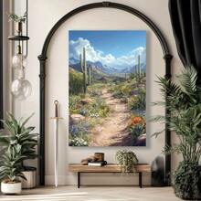 1pc Serene Desert Pathway Framed Canvas Art - High-Definition, Pine Wood Frame, Vertical Orientation For Living Room, Bedroom, Office, Kitchen Decor