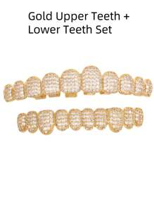 1pc Fashion Personalized Hip Hop Grillz Cut-Out Zirconia Grillz Grills Golden Teeth Large Zirconia Copper Light Luxury Jewelry For Both Men And Women - Multicolor - View 14