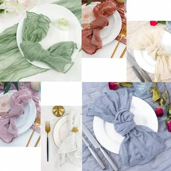 18 szt. serwetek z gazy 50 x 50 cm marszczone serwetki obiadowe, rustykalne boho serwetki stołowe dekoracja na przyjęcie weselne, kuchnia domowa