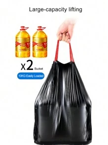 75pcs/Pack Thick Extra Large Drawstring Trash Bags, White Handles, Suitable For Kitchen, Office, Bedroom, Bathroom 4 Gallon Trash Cans, Convenient To Carry (Also Available In 15pcs/1 Roll Trial Pack),Kitchen,Bathroom,Home,Household Suppliers Drawstring Garbage Bag Household Thickened Kitchen
