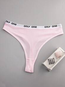 4 pezzi Perizoma donna a vita alta, elasticizzato e comodo, con stampa di lettera