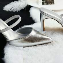 Zapatos de tacón alto de unicolor para mujeres, zapatos elegantes de moda con punta puntiaguda aptos para fiestas y uso en la oficina