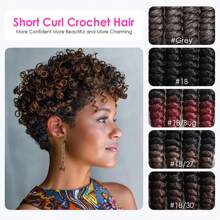 DWNSEN 9Packs 180 Strands 10 Inch Short Crochet Hair For  Women African Collection Crochet Braiding Hair(8mm) Synthetic Hair Extension Afro Twist  Prelooped Crochet Hair Hair Extensions For DIY Mohawk Afro Braided Wigs(1B/BUG Natural Black/Burgundy) Free Installation Tools - 3 Packs 60 strands - 查看 3