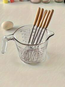 1Pc Stainless Steel Mini Whisk With Wooden Handle - Versatile Manual Egg Beater, Milk Frother & Coffee Mixer For Baking, Whisking, Blending - Essential Kitchen & Restaurant Tool - For Home Cooks & Professionals - Perfect Gift For Baking Enthusiasts - Multicolor - View 4