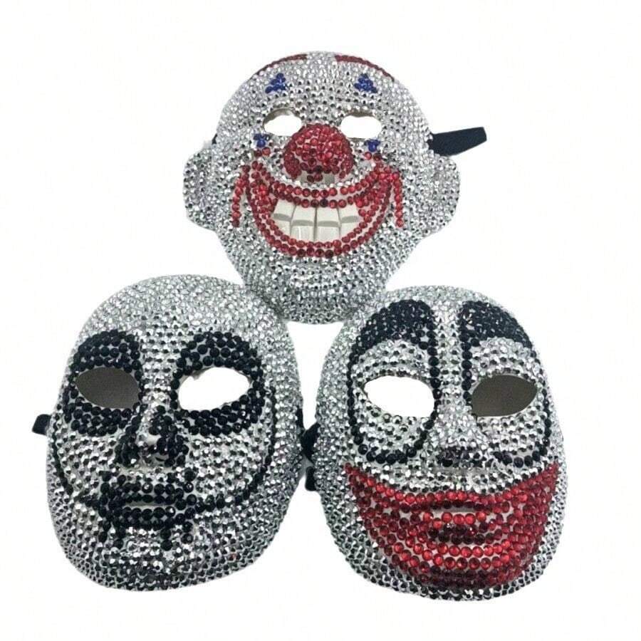 1pc Bling Jester Mask, Cosplay Haunted House Costume Props Head Accessory