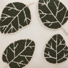 Miater Coconut Tree Decorative Throw Pillow Cover, Velvet Canvas Embroidery Leaves, Suitable For Summer - Brown - View 9