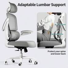TRALT - Silla de Oficina ergonómica, 330 Libras para el hogar, sillas de computadora de Oficina con Ruedas, cómoda Silla de Juegos (Blanco) - Gris - Ver 6