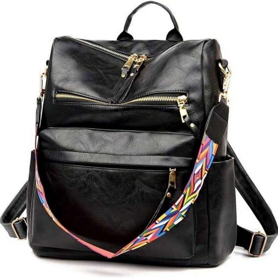 Womens Backpack Purse Leather Travel Fashion Convertible Large Ladies College Shoulder Bag Shoulder Bag Travel Bag
