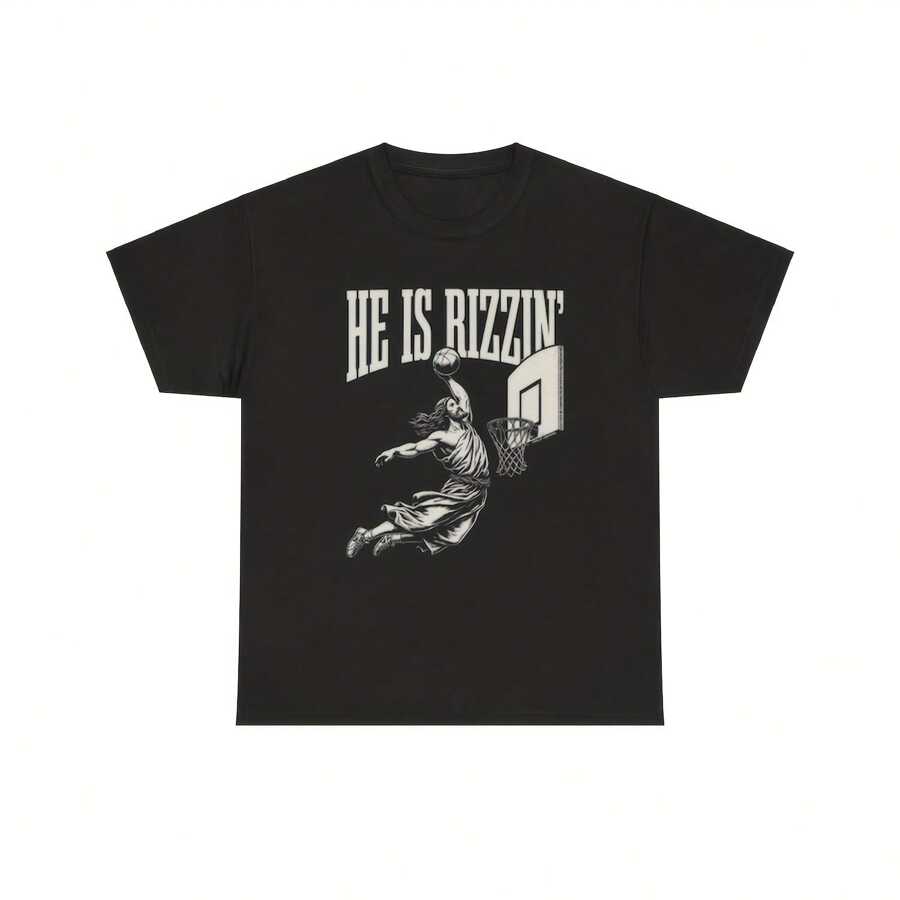 He Is Rizzin Tee - Funny Jesus Uni Shirt, Quirky Graphic Design, Perfect For Humor Fans And Unique Statement Gifts - 黑色 - 查看 1