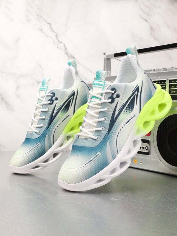 New Summer Men's Lightweight Comfortable Shock-Absorbing Gradient Colorblocked Casual Sneakers With Textured Sole