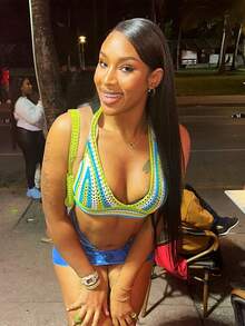 夏季新款女士沙滩装性感音乐节撞色针织衬衫吊带胸罩海滩度假风辣妹泳衣上衣