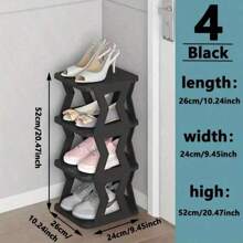 9-Tier Narrow Entrance Plastic Shoe Rack, Space Saving Freestanding Shoe Organizer For Closet, Hallway