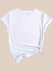 Summer Casual Women's Round Neck T-Shirt, Wing T-Shirt, Slim Fit Short Sleeved T-Shirt