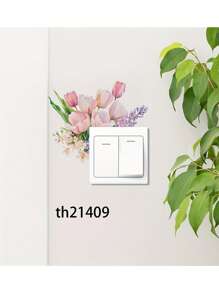1 Stück abnehmbare kreative Tulpe Schalter Aufkleber, grüne Pflanze Blume Wandaufkleber, grüne Blatt Aufkleber Schalter Aufkleber, dekorative Kunst Wandbilder für Wohnzimmer, Schlafzimmer, Badezimmer, Küche, Heimdekoration (16 STIL), Aufkleber, Wandtattoo, Vinyl Aufkleber für Heimdekoration, Frühlingsdekoration Artikel um Ihr Zuhause aufzufrischen, Rama Dekorations Aufkleber, Valentinstag Dekorations Aufkleber