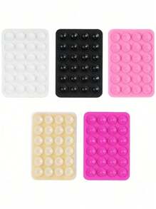 5pcs Silicone Phone Grip, Suction Cup Phone Holder, Hands Free Phone Handle, Finger Ring Stand Compatible With & Android, White + Black + Pink + Transparent + Rosered - Multicolor - View 2