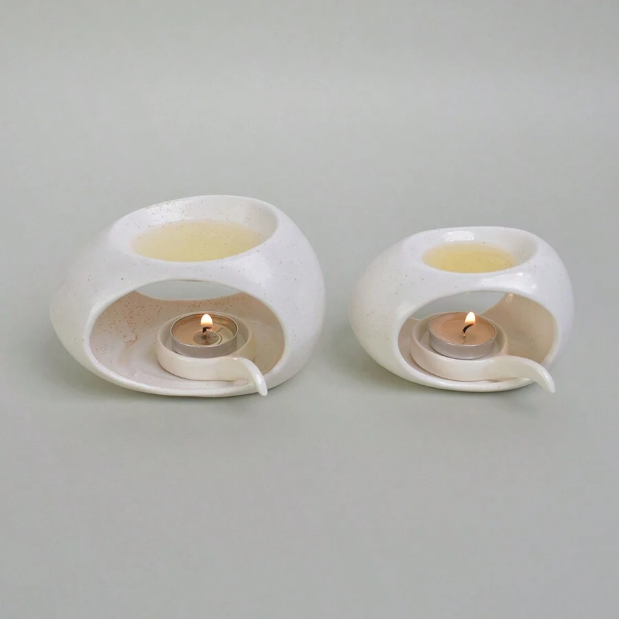 Eiförmiger Teekanne Wachskerzenhalter, Keramikkerzenhalter mit Griff Set, Heimdekoration, kreative Räucherschale, Duftölverteiler