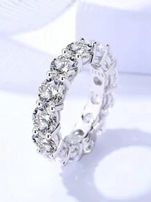 KAHOOT 925 Sterling Silver Full Moissanite Ring Gorgeous Romantic Jewelry Gift Suitable For Valentine's Day Wedding Engagement Banquet Party